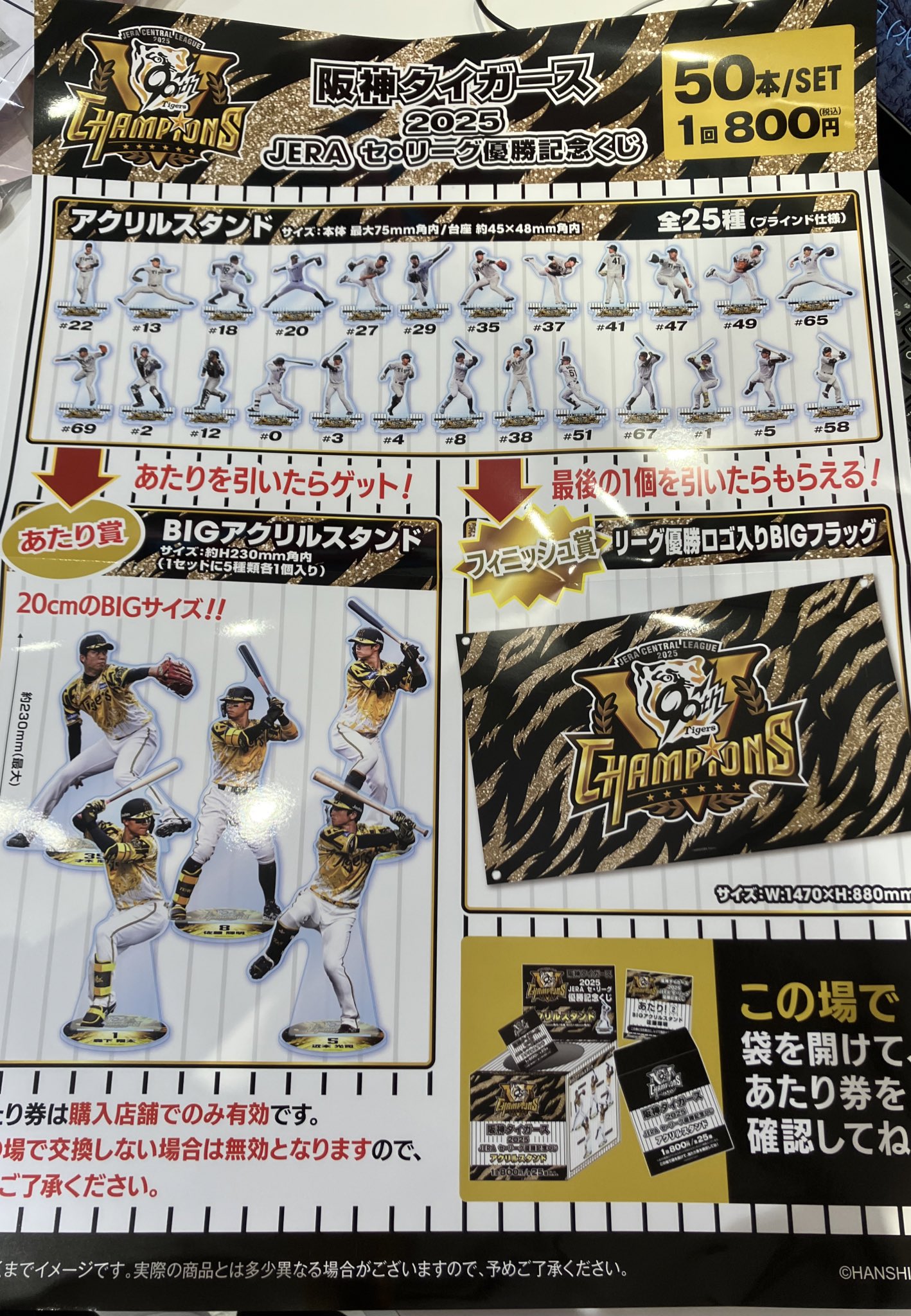 阪神タイガース 2025 セ・リーグ優勝記念くじ アクリルスタンド 佐藤