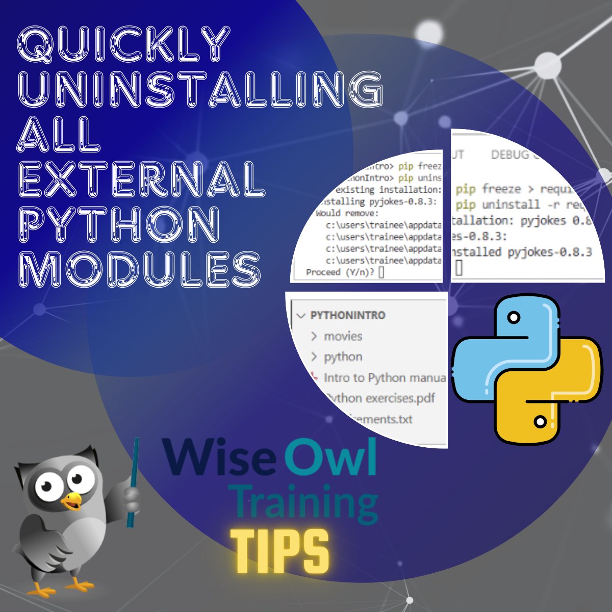 wiseowltraining's tweet image. In Python, there are times when you want to remove all external modules from a given environment. This tip shows you how: wiseowl.co.uk/python/tips/mo…
#python #PythonProgramming