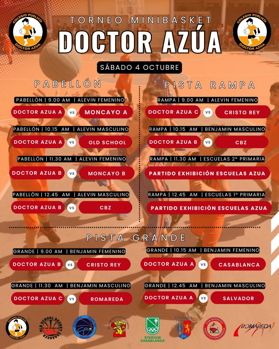 baloncestoazua's tweet photo. 🏀 Torneo Presentación Minibasket 🏀

Primeros amistosos del curso 2025/2026 para nuestros equipos.

📅 Sábado 4 de octubre
⏰ Desde las 9:00 h.
📍 Colegio Doctor Azúa

🙌 Contamos con vosotros para animar y crear un ambiente de baloncesto en el colegio.

¡Nos vemos el sábado! https://t.co/UnrD19OujW
