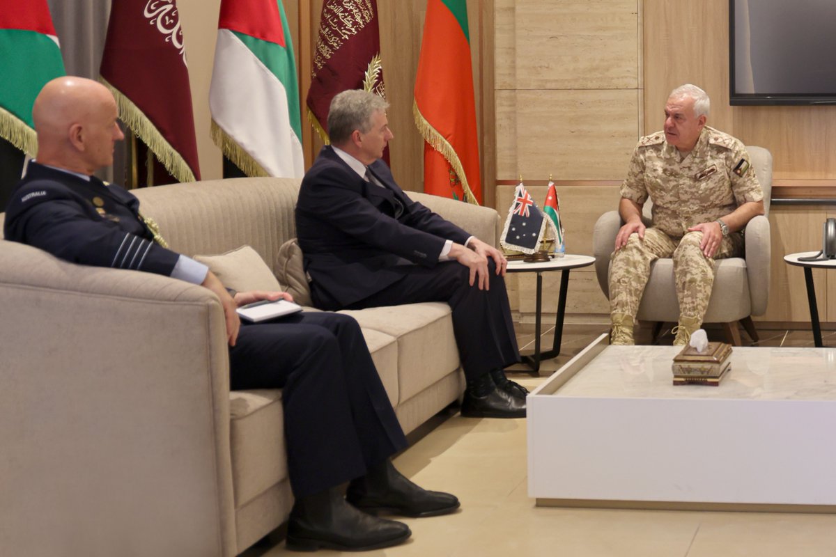 Great discussion with Pasha General Yousef Al Huneiti, Head of the Jordanian Armed Forces on the strong 🇦🇺-🇯🇴 defence cooperation that underpins our bilateral ties. Celebrating 50 years of diplomatic relations and over a century of friendship.