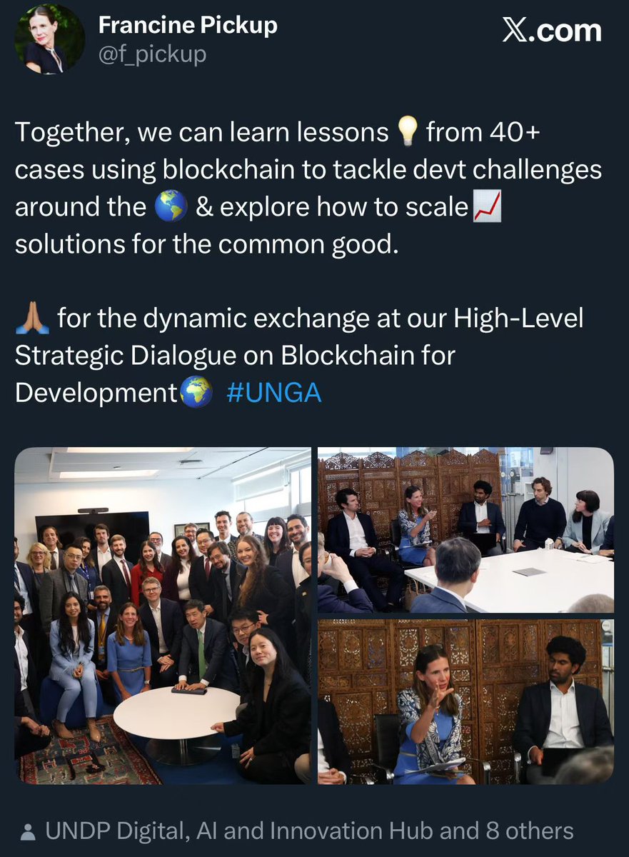 0x7SUN's tweet photo. Thx @UNDP for the invitation. 

Heard great things about blockchain strategic board discussions with FLock’s epic representatives @YifanX and @sameeha_rehman 

More initiatives to come, lots of “the 1st in the world” to be built by @flock_io 

Stay FLocked. https://t.co/H0nSUqL5Tp