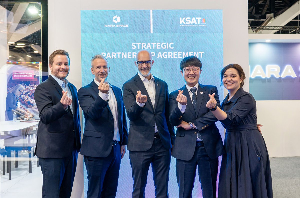 Great news from #IAC2025! 🎉 KSAT and <a href="/naraspacetech/">NARA SPACE</a> are strengthening the partnership to support the growth of Nara Space’s constellations. Building on several years of successful collaboration, we are now taking the next step in our cooperation. brnw.ch/21wWfa7