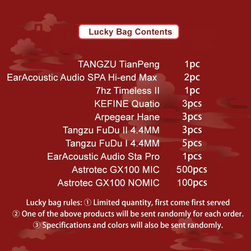 AKHiFi_Audio's tweet image. 【🎊AKHiFi 10月ラッキーバッグ🎊】
人気IEMSがお得な福袋で登場！

🎧限定ラインナップ🎧
✨TANGZU TianPeng ＊1台
✨EarAcoustic Audio SPA Hi-end Max ＊2台
✨7hz Timeless II ＊1台
✨KEFINE Quatio ＊3台
✨Arpegear Hane ＊3台
✨Tangzu FuDu II ＊3台
✨Tangzu FuDu I 4.4MM ＊5台…