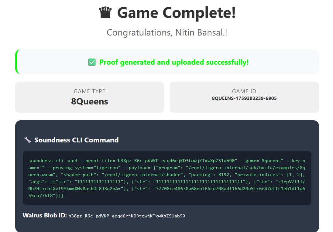 suni98526's tweet photo. π Just dropped Proof #17 on-chain via soundness-cli π₯οΈβ¨
Proud to rep Team Bloop π‘ while pushing the limits of verifiable compute with @SoundnessLabs β‘
Proofs arenβt just math β theyβre the future ππ
#ZK #Soundness #TeamBloop https://t.co/1H9oXO6fqj