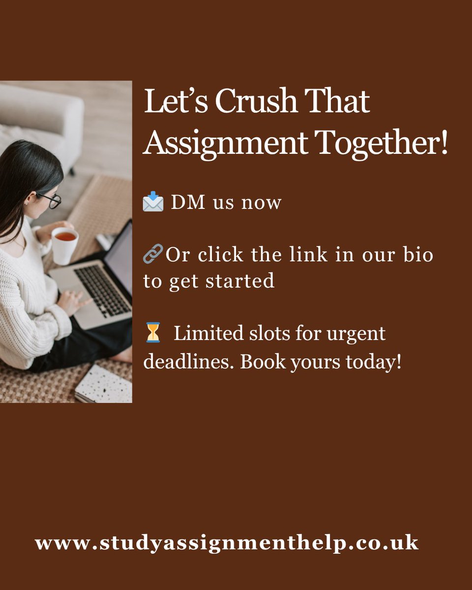 studyhelp_uk's tweet image. MBA Assignments piling up? Don’t panic — get professional help from expert writers in Finance, Marketing, HR etc.- we’re here to make it easier.
Visit- tinyurl.com/9w7vkh4t

#MBAHelp #StudentSupport #AssignmentHelp #BusinessSchool #MBAStudentLife #studyassignmenthelp #tranding