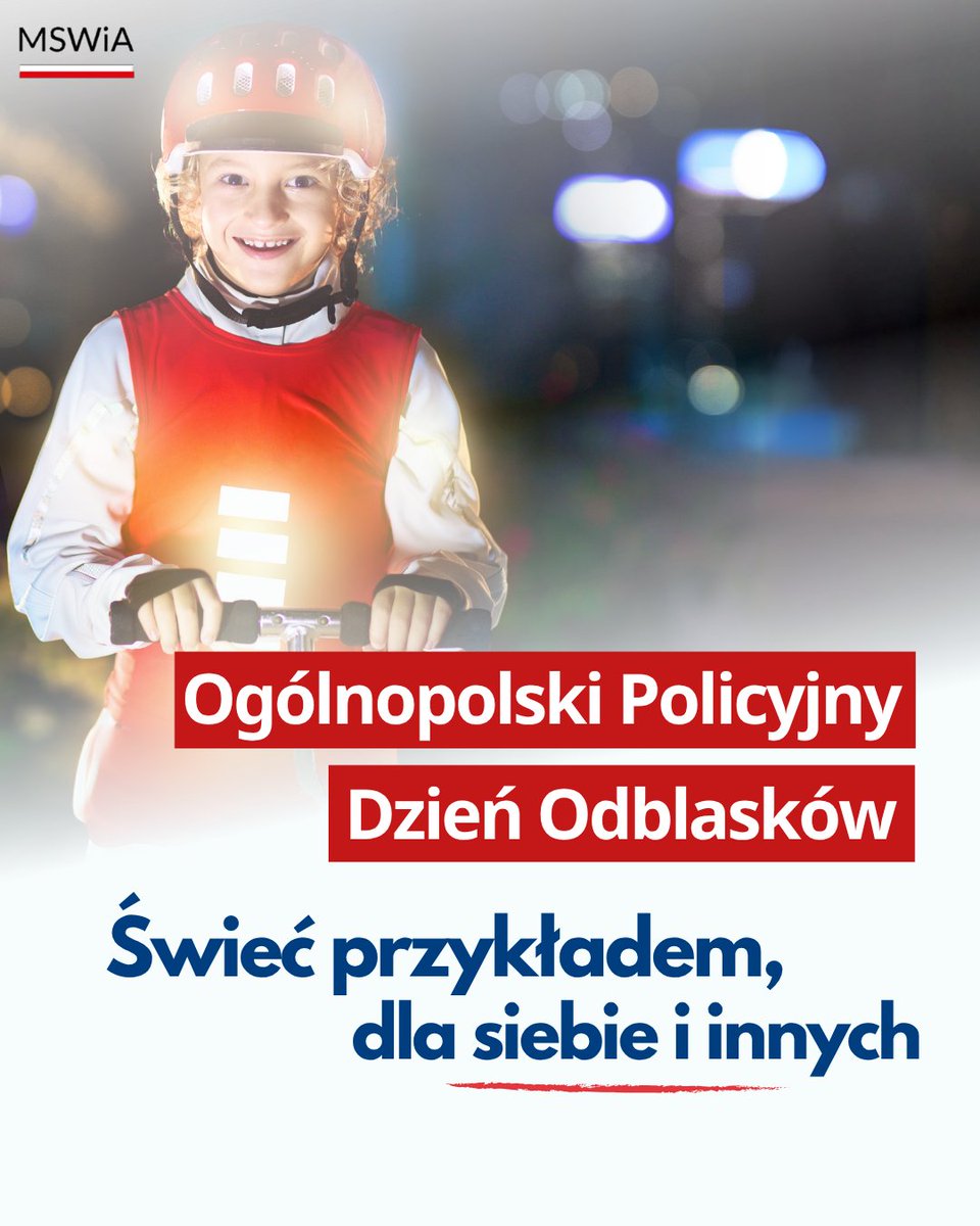 🟡 Dziś Ogólnopolski Policyjny Dzień Odblasków

Jesienią i zimą warunki na drogach są szczególnie wymagające - szybciej zapada zmrok, częściej pojawia się mgła i opady, co znacznie ogranicza widoczność. W takich sytuacjach elementy odblaskowe stają się kluczowym środkiem poprawy