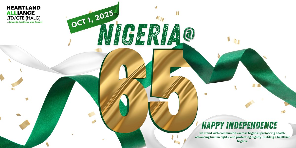 At HALG, we remain committed to advancing public health, social services &amp; justice in Nigeria. As we celebrate #NigeriaAt65, we reaffirm our vision of a healthier, stronger &amp; more inclusive nation  #IndependenceDayNigeria #October1 #HALG #SocialJustice #Equity #TogetherForNigeria