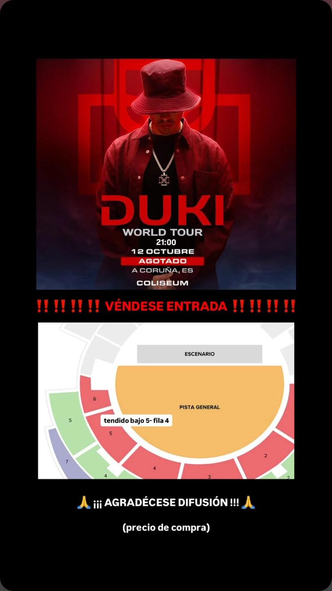 danibruzoslugo's tweet photo. Se vende entrada Duki 12/10 A Coruña https://t.co/2p99VFBrqY