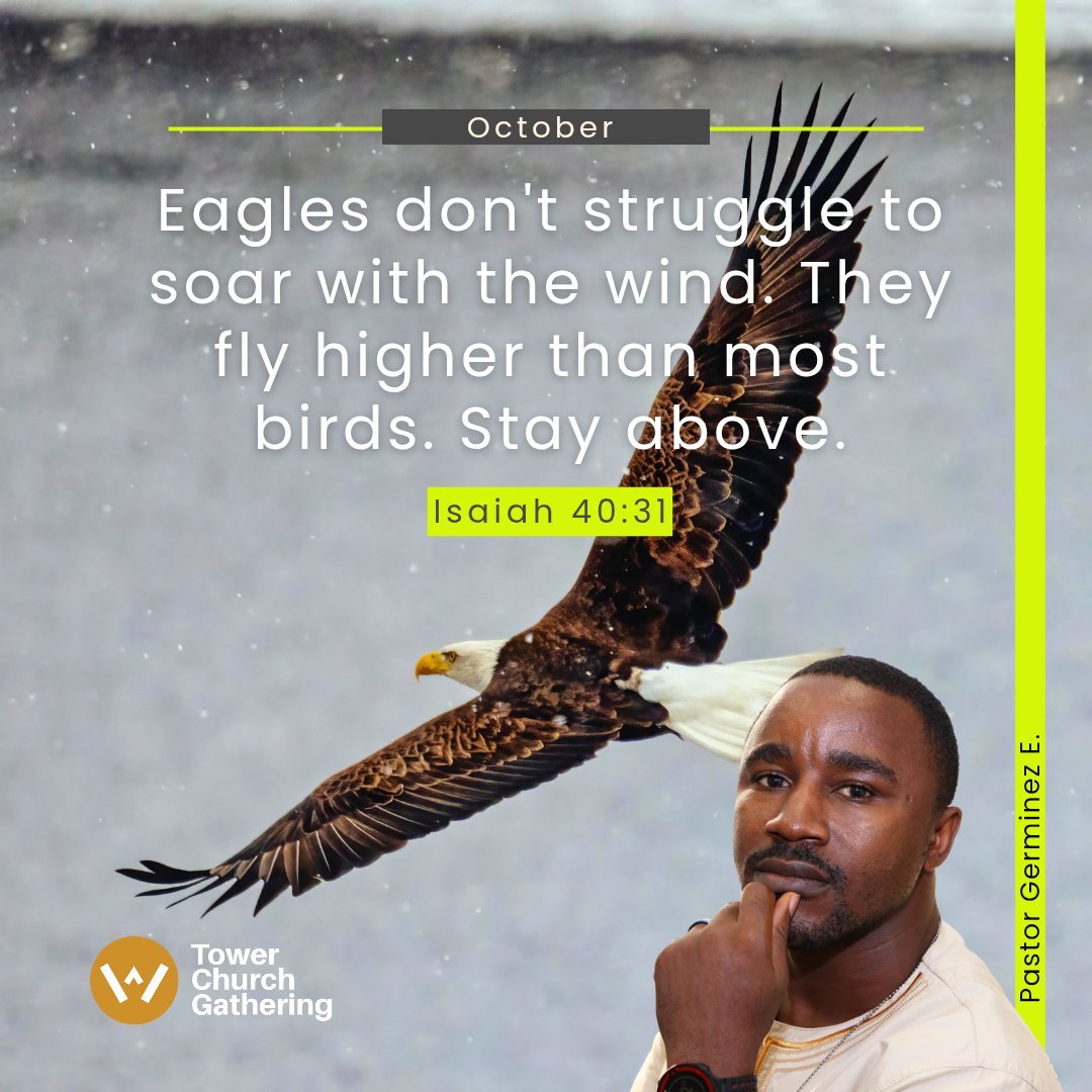 TCGministry's tweet photo. Eagles don't struggle to soar with the wind. They fly higher than most birds. Isaiah 40:31.
#stayabove #tcg #bornofgrace #calledbymercy #raisedinlove #GraceAndTruth #yeshuafirst #givingyeshuathepreeminence #WalkingFaith #ProcessBeforeProgress https://t.co/rx1dCPAoEi