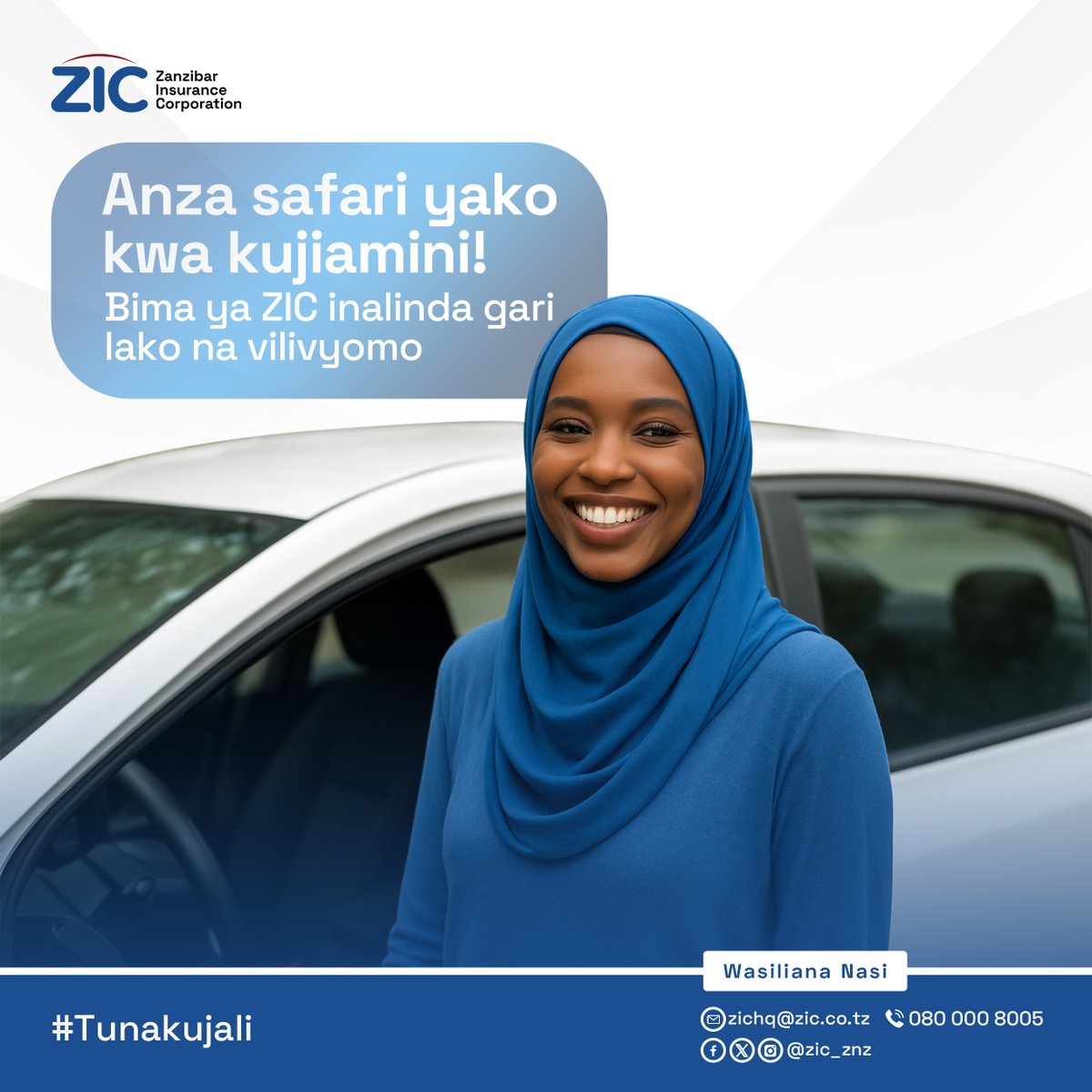ZIC_Insurance's tweet photo. Anza safari yako kwa kujiamini. Bima ya ZIC inalinda gari lako na vilivyomo.

Wasiliana nasi kupitia:
Simu ya bure: 080 000 8005
WhatsApp: +255659072500
Baruapepe: zichq@zic.co.tz

#Tunakujali https://t.co/ZwhoWJb1Sk