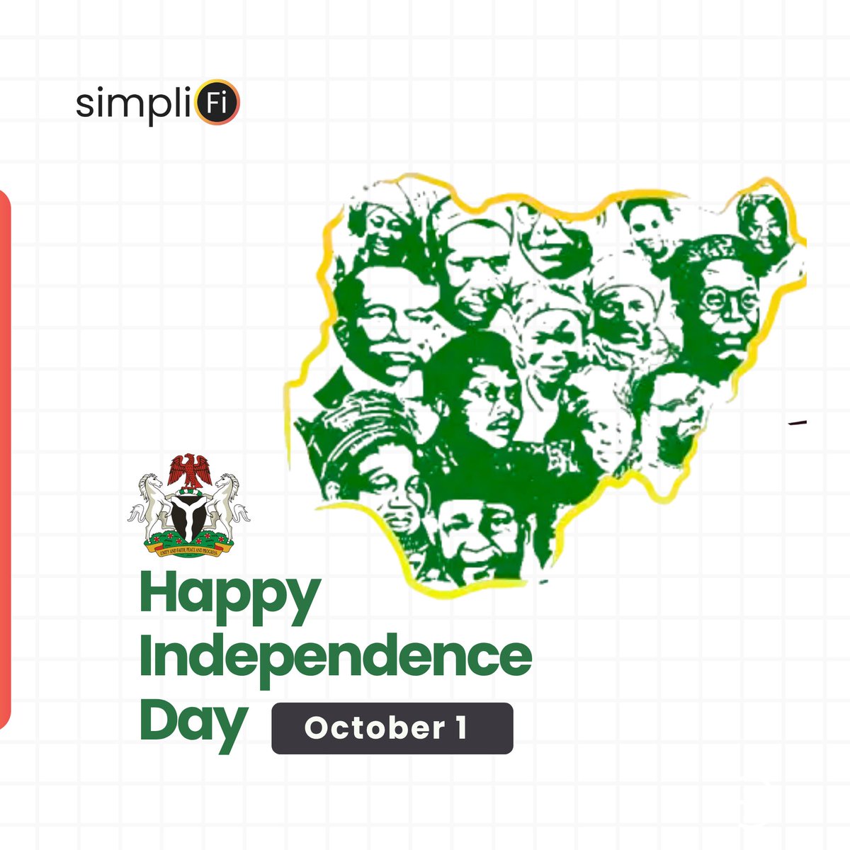 Today we celebrate our resilience, unity, and the spirit that keeps Nigeria moving forward. 🇳🇬✨

Happy Independence Day from all of us at SimpliFi! 💚🤍💚

 #NigeriaAt65 #HappyIndependenceDay