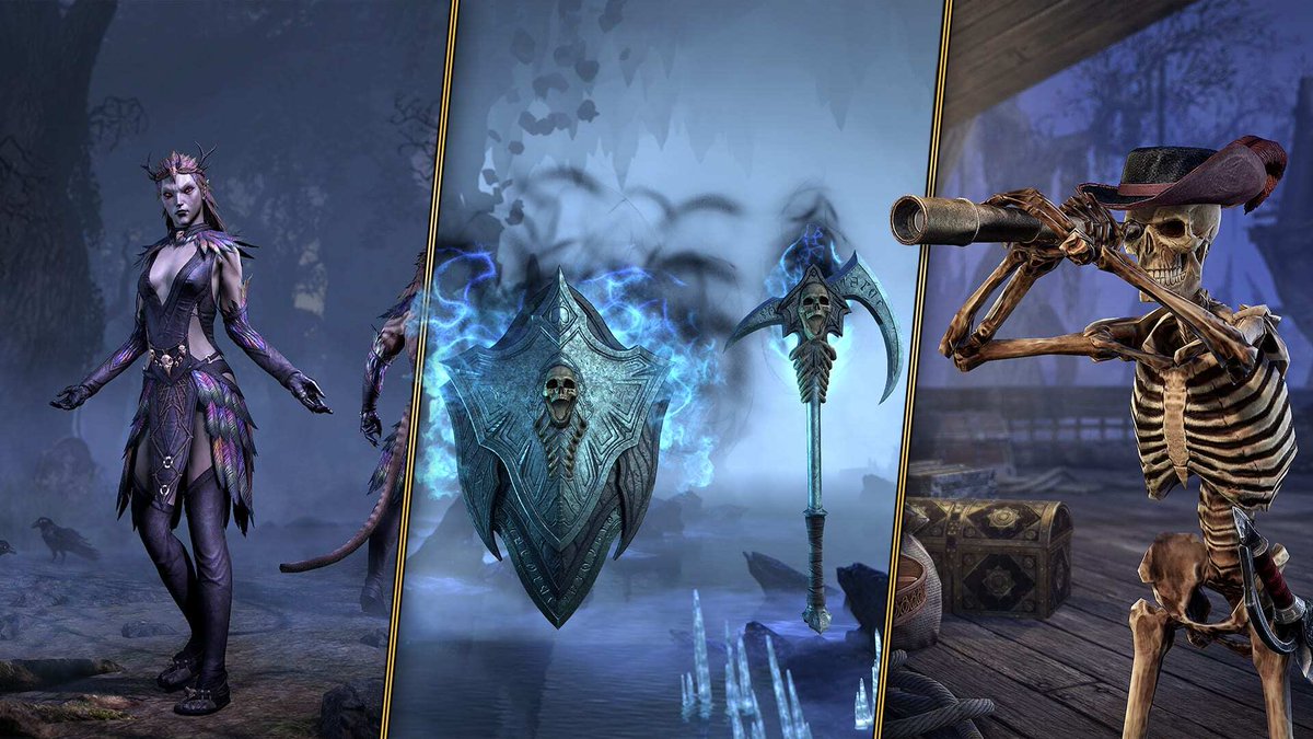 En octobre, quelque chose d'effroyable débarque en Tamriel. 👻 
Découvrez la nouvelle vitrine de la Boutique à Couronnes avec ses horribles nouveautés et objets qui font leur retour. 

🔗 beth.games/4nQnvtM