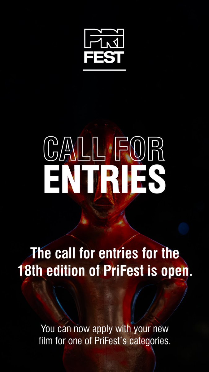 priffest's tweet image. Submissions for PriFest are now open on FilmFreeway.
Mark your calendars: the 18th edition of PriFest will take place from 8–13 September 2026 in Prishtina.
#prifest18 #forher #vjosaforever 

filmfreeway.com/PriFest