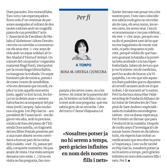 Fer-nos companyia no té preu! I enfront d'una malaltia encara més! Mil gràcies <a href="/alzheimerafabbs/">AFABBMS</a> <a href="/peplageneral/">PepGarcia</a> <a href="/SalvaRacero/">SALVA RACERO</a> <a href="/JordiCampoy/">Jordi Campoy</a> <a href="/AVilajosana/">Anna Vilajosana</a> @serranillu <a href="/althaiamanresa/">Fundació Althaia</a> Un vespre inoblidable!❤️❤️❤️❤️
