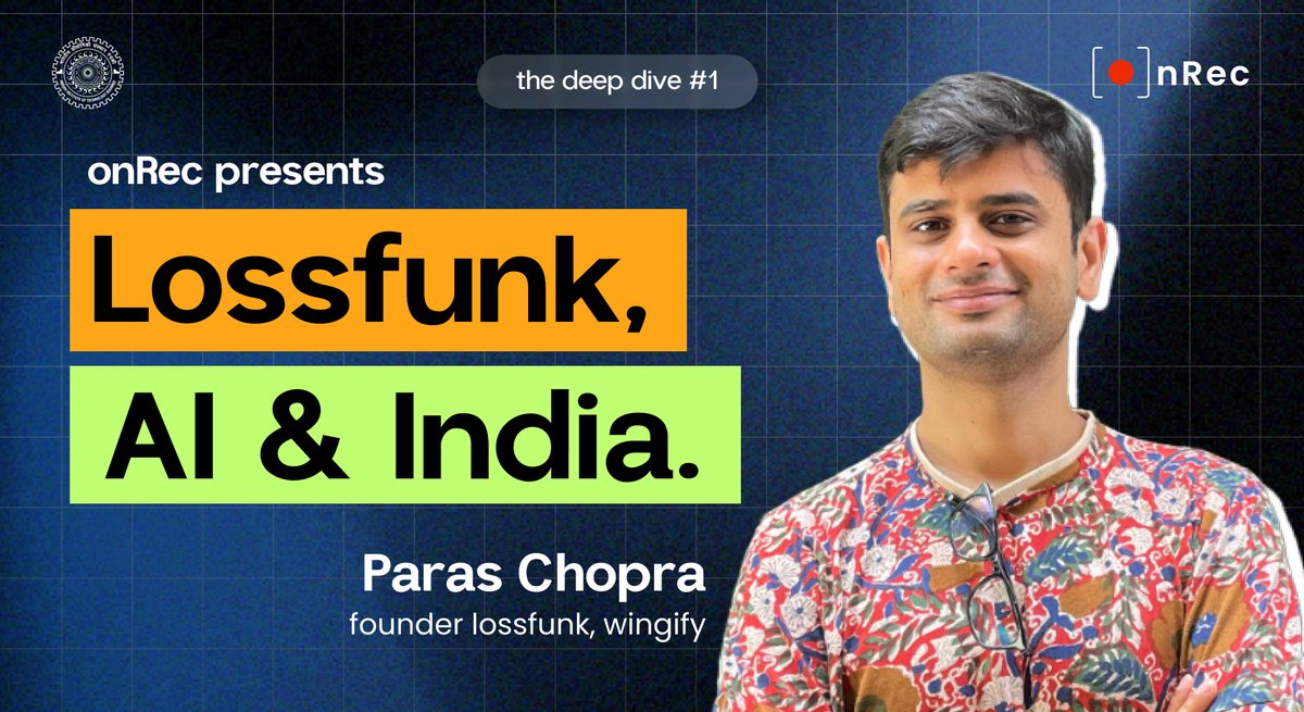 a4dex's tweet photo. Last month we @onRec_iitr hosted a podcast with @paraschopra 
There we discussed about @lossfunk , the future of AI and AI from the Indian perspective.
He also shared his advice to students, what is the most apt way of learning, and using AI in learning.
link in reply below! https://t.co/J0gwqNftGm