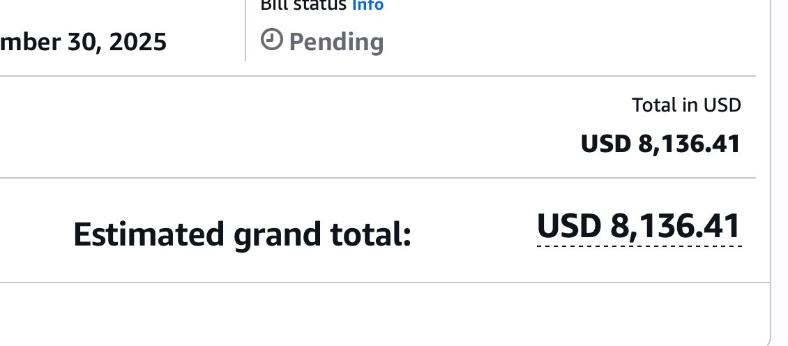 #aws bill this month after hackers made a party last night 😭😭😭