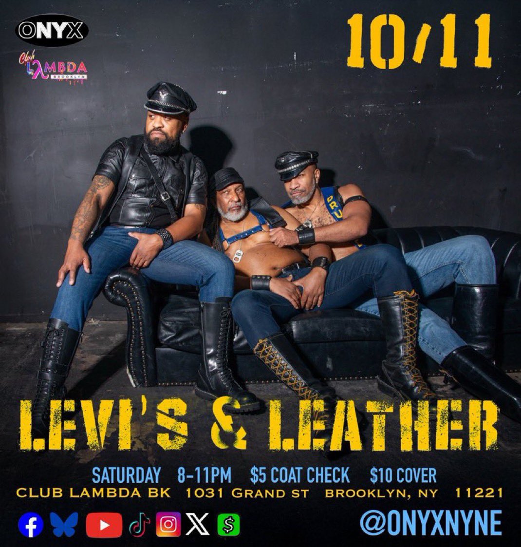 Saturday 10/11 Hosted by <a href="/ONYXNYNE/">ONYX New York/Northeast</a> 
At <a href="/CLUBLAMBDA_BK/">Club lambda</a> Club Lambda BK (1031 Grand St) Brooklyn. NY 11211.
