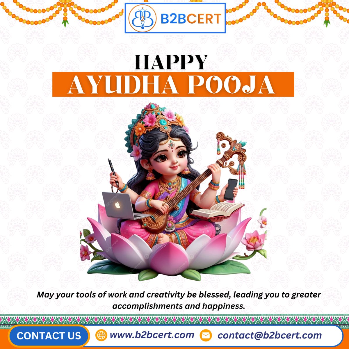 b2bcert's tweet image. Happy Ayudha Pooja 

Celebrating the Festival of Tools, Knowledge &amp;amp; Prosperity

#HappyAyudhaPooja #AyudhaPooja2025 #FestivalOfTools #KnowledgeAndProsperity #CelebrateTradition #FestivalsOfIndia #India #Bangalore #Chennai #Kochi #Ahmedabad #Delhi #Mumbai #Kolkatta #Hyderabad