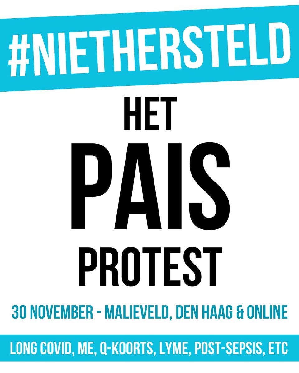 LongCovidNL's tweet image. 📣 PAIS-Protest: Wij steunen deze krachtige actie!

Op 30 november organiseert @NietHersteld het allereerste landelijke protest voor mensen met Post Acute Infectieuze Syndromen (PAIS), zoals long covid, ME, Q-koortssyndroom, chronische lyme en post-sepsis.

🩵 Long Covid…