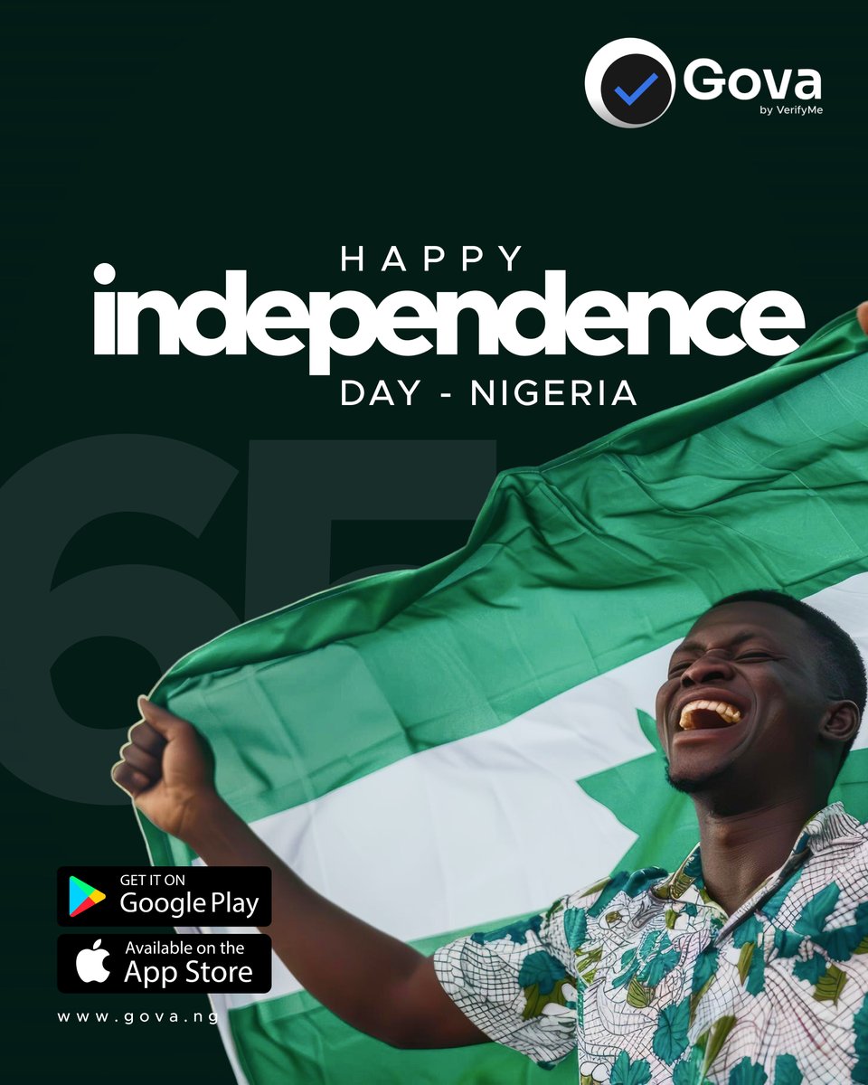 GovaNigeria's tweet photo. Nigeria at 65!
๐๐ค๐ To every hustler, dreamer, and go-getter, your independence is your power.
Keep moving forward with Gova.
#NigeriaAt65 #Gova #SideHustleGoals #SmartHustle #SideHustle #EarnWithEase https://t.co/ZFRvkY3og4