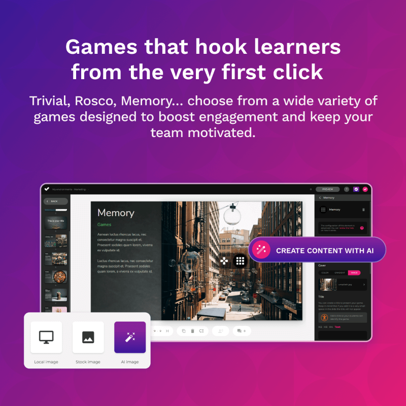 isEazy's tweet photo. The best training is the one that engages. 💡With #AI isEazy Author you can turn any course into interactive experiences: games, quizzes, branching scenarios &amp; more 🚀

👉 Discover how AI is transforming learning: https://t.co/iVqIgKQwcy