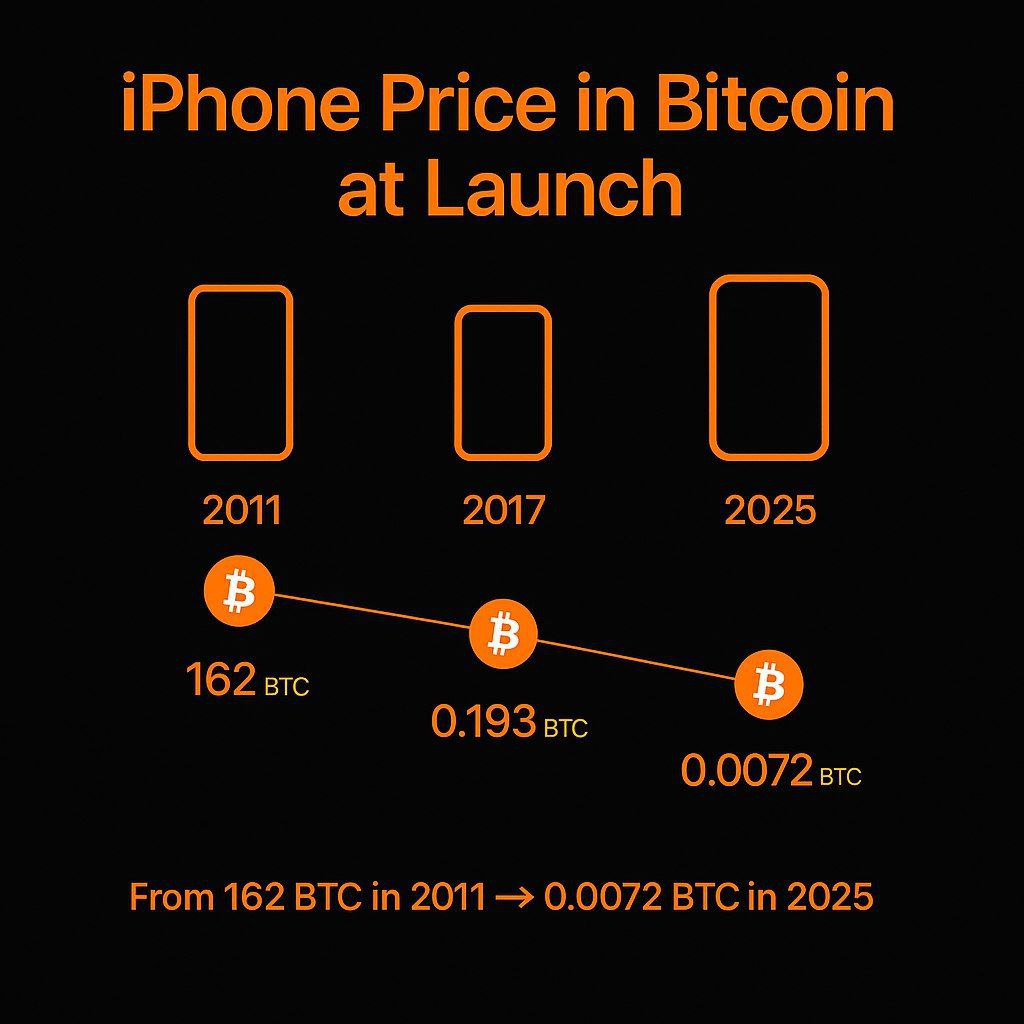 crynetio's tweet photo. 💡 Did you know? Back in 2011, snagging the latest iPhone set you back 162 $BTC! 🤯 Fast forward to 2025, and that same iPhone is just 0.0072 $BTC. Talk about a wild ride in crypto! 🚀📱 #TechTrends #CryptoChronicles https://t.co/0TKrIiNsyd