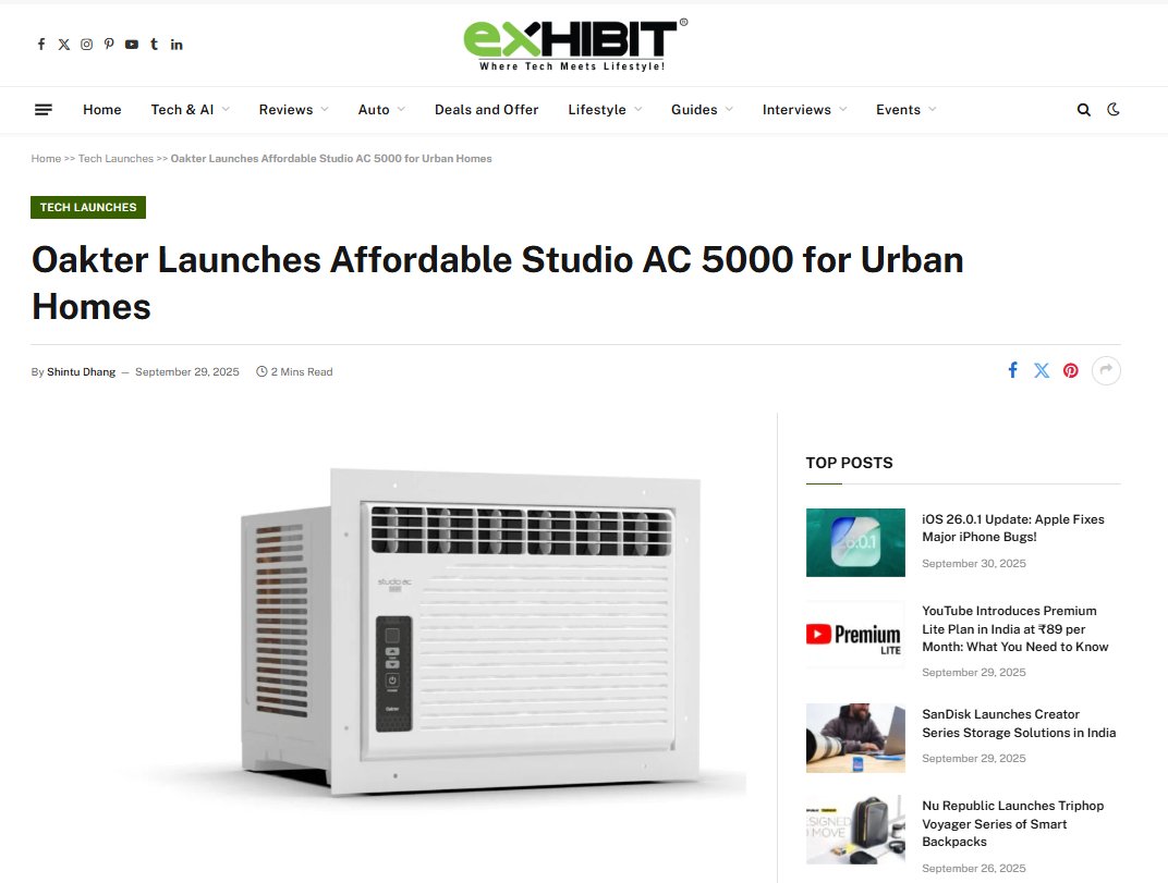 📰Smart cooling that everyone’s talking about! 😎
 Oakter Studio AC is making headlines as the most affordable, plug &amp; play AC with big cooling + small bills. ❄️💸#StudioAC #SmartCooling #CoolestNews
Read full article
exhibit.tech/tech-launches/…