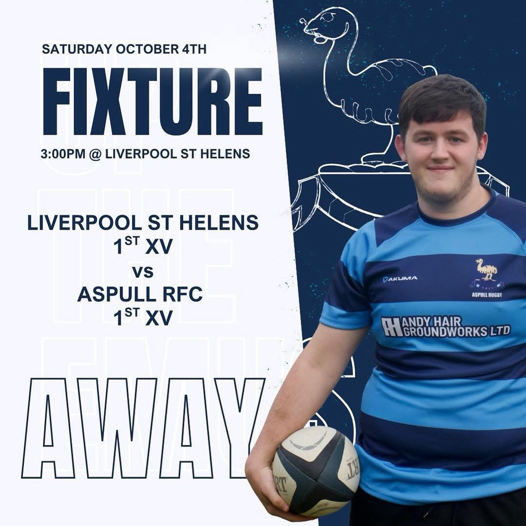 Aspullrfc's tweet image. This Saturday our 1st XV are on the road! 💪💙

📅 Saturday 4th October
🕒 3:00pm kick off
📍 Liverpool St Helens

Liverpool St Helens 1st XV 🆚 Aspull RFC 1st XV

The lads are ready for a big test away from home. Let’s get behind them in navy and sky blue! 🔵⚪ #UpTheEmus