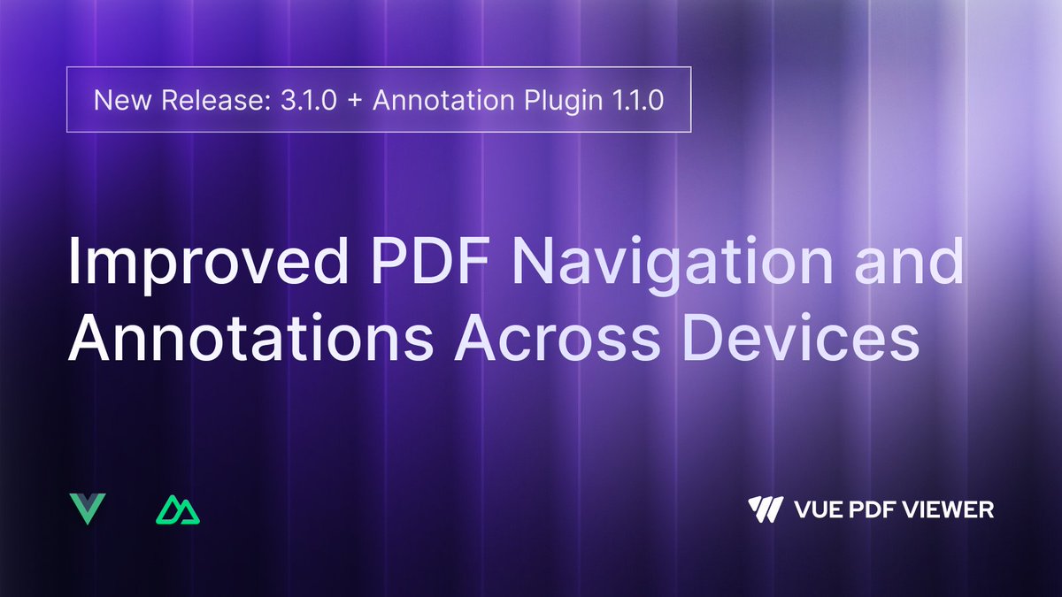 VuePDF's tweet image. 🚀 Vue PDF Viewer v3.1.0 + Annotation Plugin v1.1.0 are out!
This release brings smoother keyboard navigation, better mobile UX for highlights, and a new getBlob() function to help you save PDFs programmatically.
👉 See what’s new: docs.vue-pdf-viewer.dev/introduction/c…
#vue #vuepdf…