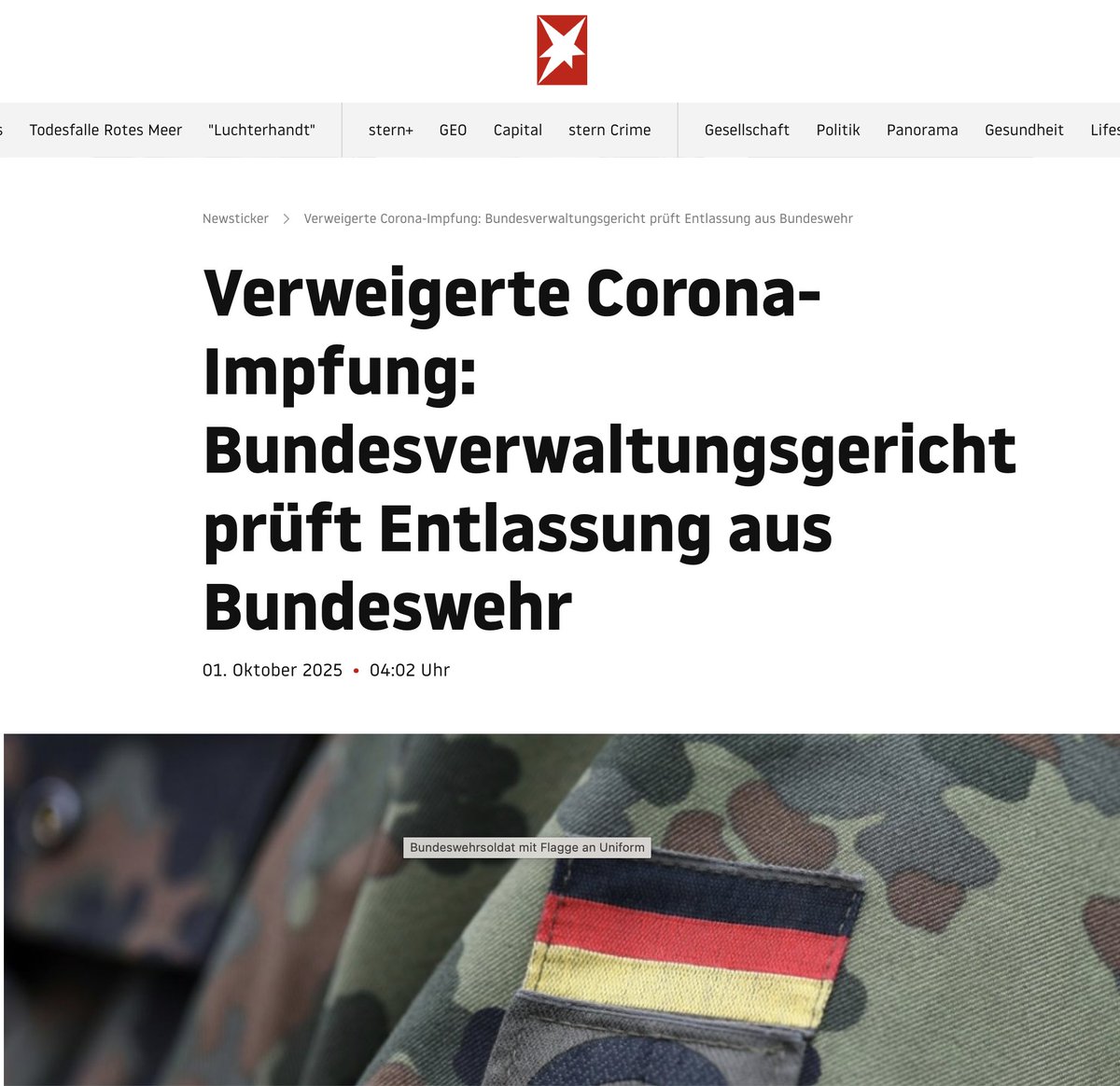 aya_velazquez's tweet photo. Solche Schlagzeilen im Jahr 2025 zeigen, dass das Corona-Regime noch nicht vorbei ist. Dieser Staat hat sich von seinen falschen, pseudowissenschaftlichen Prämissen nie distanziert. Statt wie andere Länder Corona-Verfahren auszusetzen, führt Deutschland diese mit sturer Verbissenheit fort. 

Berufsbezogene Impfpflicht? Nicht der Staat hat hier das Verbrechen begangen, indem er Artikel Eins und Zwei des Grundgesetzes, sowie den Nürnberger Kodex verletzte - sondern derjenige, der sich dieser grundrechtswidrigen Zwangsbehandlung nicht unterziehen wollte, ist weiterhin der Verbrecher. 

Das bedeutet, dass dieser Staat vorhat, eine Verletzung der körperlichen Unversehrtheit und medizinische Zwangsbehandlungen zur Norm zu machen. Das politische Establishment in diesem Land will keine Rückbesinnung auf das Grundgesetz und den Nürnberger Kodex, sondern es möchte deren Abschaffung zementieren. Das politische Establishment in diesem Land hat keine Fehlerkultur, und möchte den totalitären Weg weitergehen, den es 2020 eingeschlagen hat: Der Einzelne hat sich für ein fiktives "höheres Gut" zu opfern.
