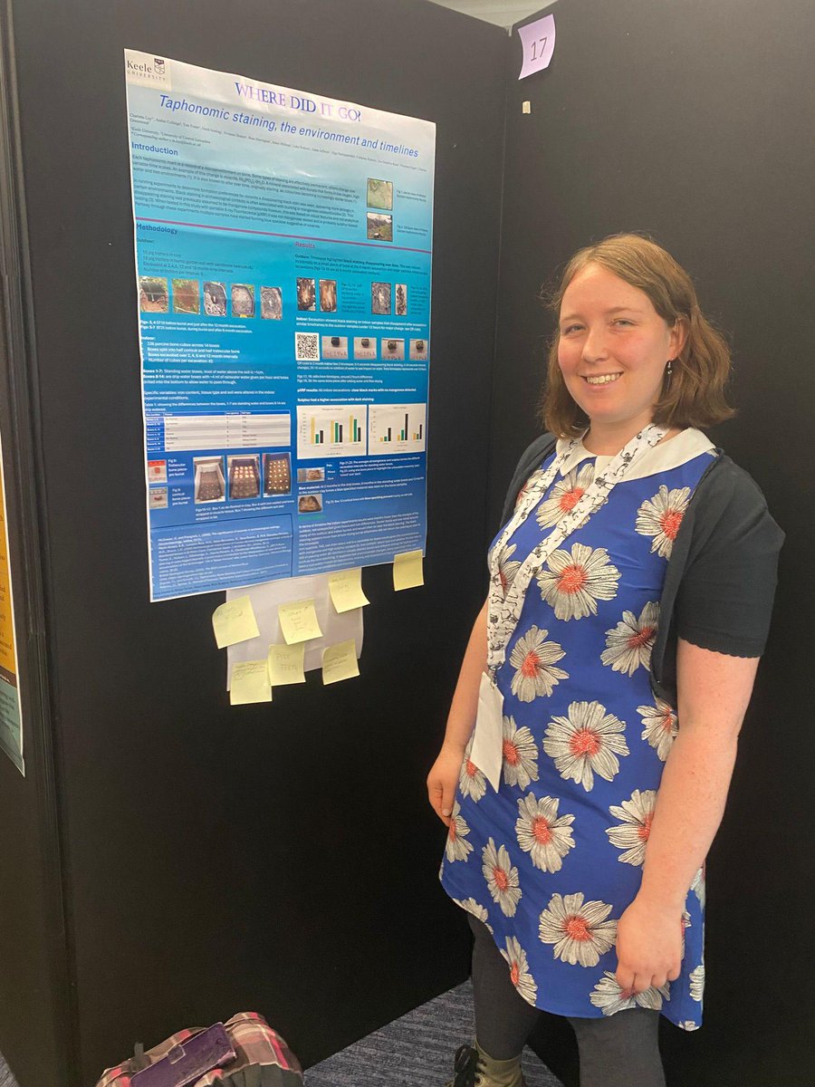 keeleforensics's tweet image. Charlotte Loy, also a PhD Candidate and Demonstrator in Forensic Science, presented a poster on taphonomic staining and environmental impact on bone research. #ForensicTaphonomy