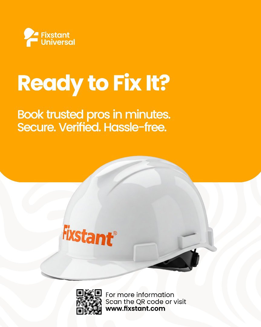 FixstantLimited's tweet image. Ready to tackle any repair or in need of trusted help for all your home projects, say goodbye to repair stress and book FIXSTANT pros #SafeHands #VerifiedArtisans #TrustedService #NaijaFix #ReliableEverytime #SecureAndReliable