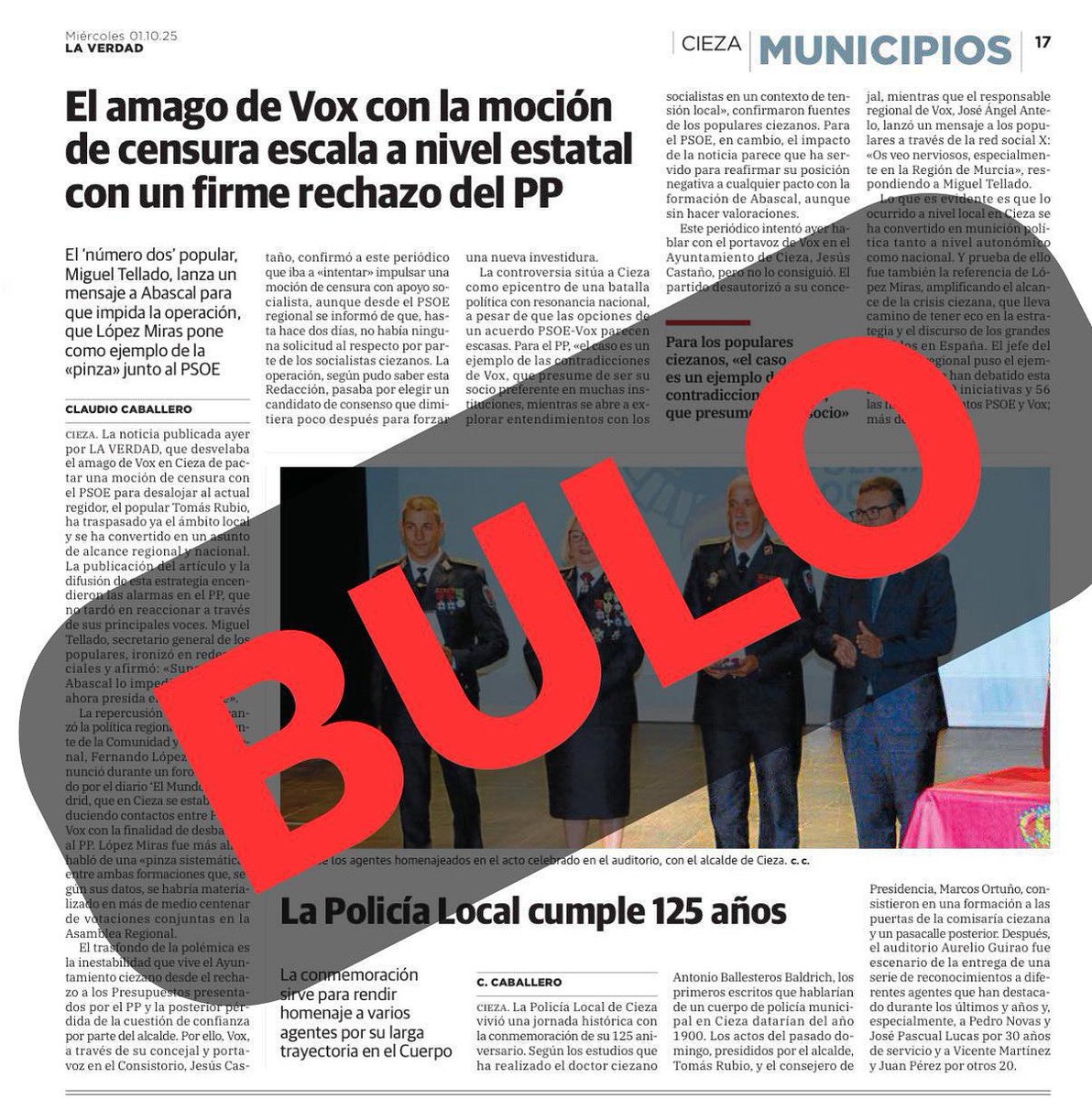 🚨Alerta bulo🚨
El pseudo periodista difamador Claudio Caballero vuelve a mentir para atacar a VOX.

Su obsesión con manipular y tergiversar no engaña a nadie… y todo gracias al PP, que le mantiene el plato lleno.