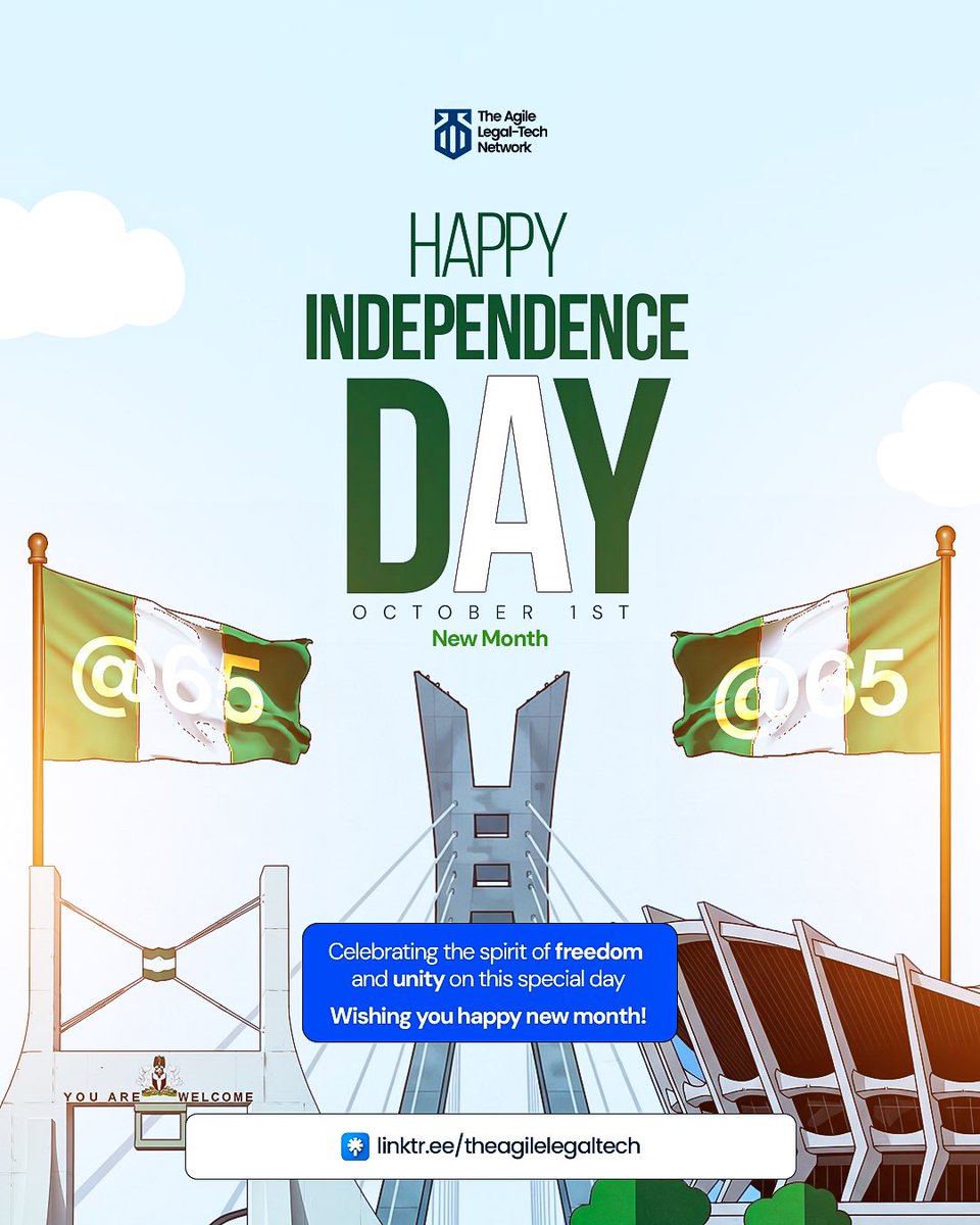 TALtechnetwork's tweet photo. As we step into a new month, may this Independence remind us that change begins with each of us,through resilience, innovation, and collective effort. ๐
Happy Independence Day & Happy New Month, Nigeria! ๐
#NigeriaAt65 #IndependenceDay #TALnetwork #HappyNewMonth https://t.co/GiJtm3RCo7