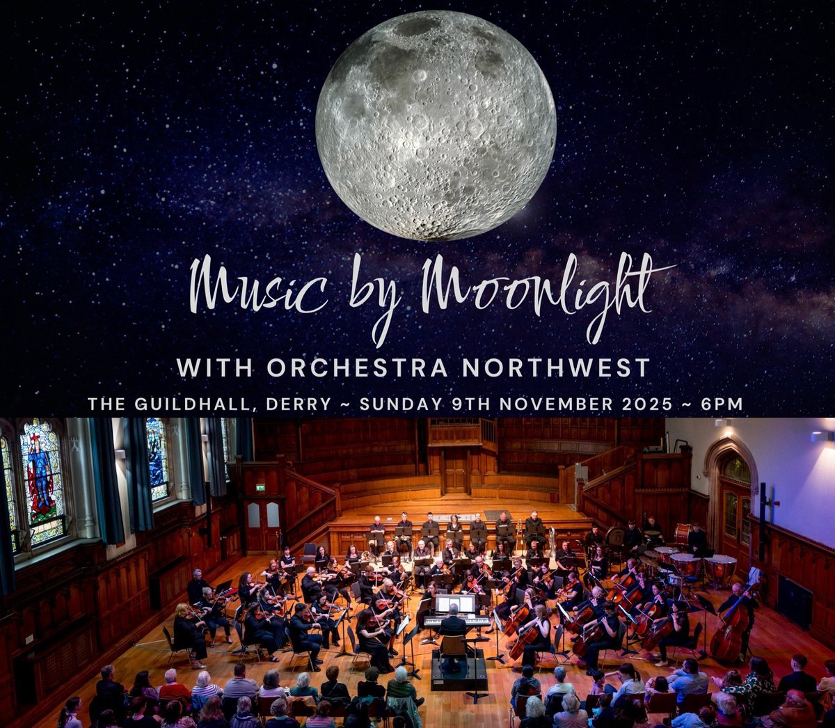 🌕✨Tickets are NOW ON SALE!✨ 🌕

Join us for a magical evening as Orchestra NorthWest presents: Music By Moonlight — a special concert under the stunning Samhain Moon installation! 🌌🎶

📍 Guildhall, Derry
🗓 Sunday 9th November 2025
🕕 6:00 PM

🎟eventbrite.co.uk/e/orchestra-no…