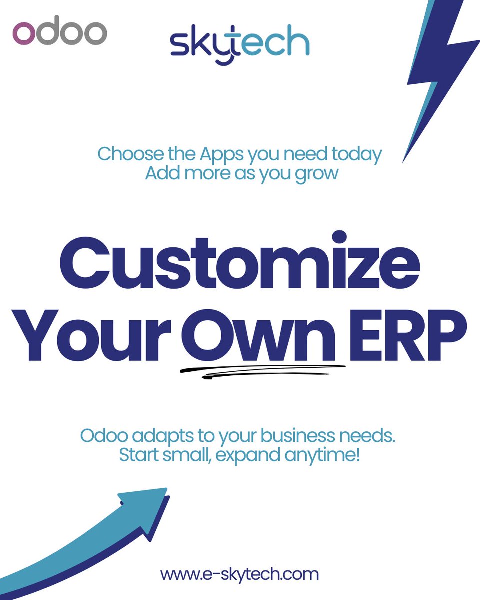 SkyTechconnect's tweet image. Odoo ERP gives you the power of choice. Start with the apps you need, from CRM to Accounting to Inventory and expand seamlessly as your business grows! 

📞 +962 6 222 9 600  
📧 info@e-skytech.com 
 
#SkyTech #OdooERP #BusinessGrowth #ERP
