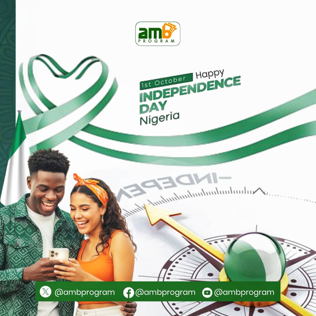 ambprogram's tweet photo. 🇳🇬 Happy Independence Day, Nigeria!
True freedom is more than a public holiday, it’s the power to earn on your own terms.
This month, choose financial independence as well.
Let’s build a nation of self-made youths! 🔥
#NigeriaAt65 #IndependenceDay #AMBProgram https://t.co/xrkQ2grfL1