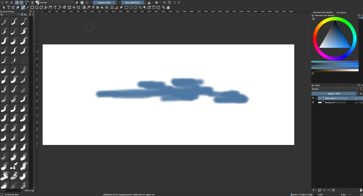 Sure Krita can, the question is can Photoshop? Krita is more powerful than Photoshop imo. Even on my medium powered laptop I can easily paint on a 28k canvas in Krita, while in Photoshop same size I can't really paint it's so laggy.