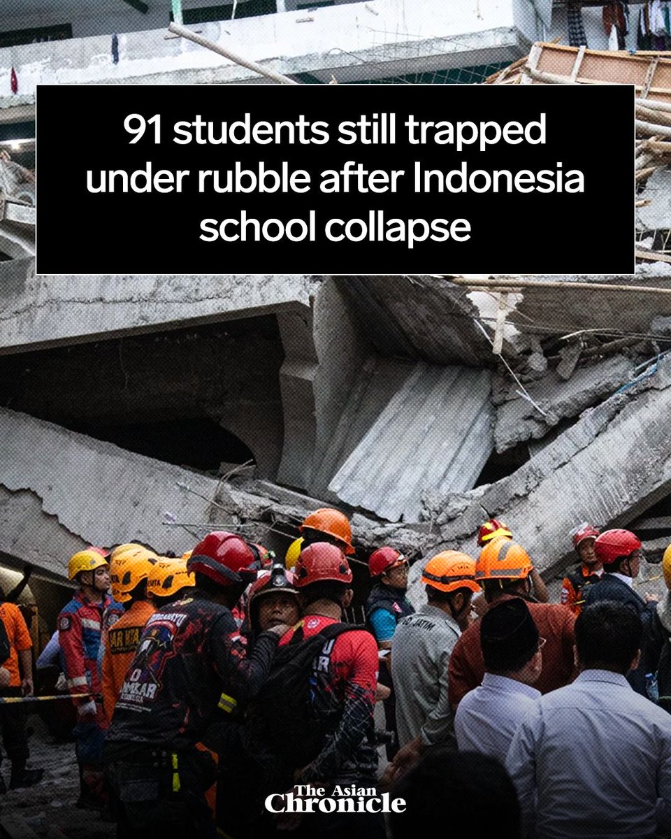 Indonesia School Collapse: 91 Students Still Trapped Under Rubble

Nearly two days after the collapse of the Al Khoziny Islamic boarding school in East Java, 91 students remain trapped under debris, officials said on Wednesday.

Authorities said the rescue mission has been