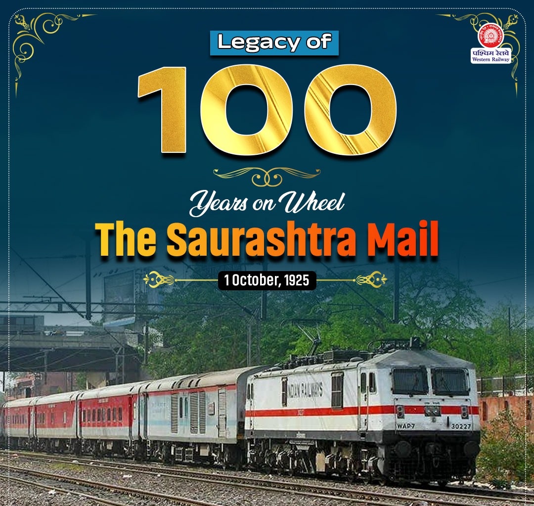 drmadiwr's tweet photo. A century on the tracks, the Saurashtra Mail continues to connect hearts, places and dreams. 

A true symbol of trust and timeless journeys. 🚆✨

#SaurashtraLegacy #WesternRailway #SaurashtraMail #LegacyOnWheels https://t.co/heSzjprQyE