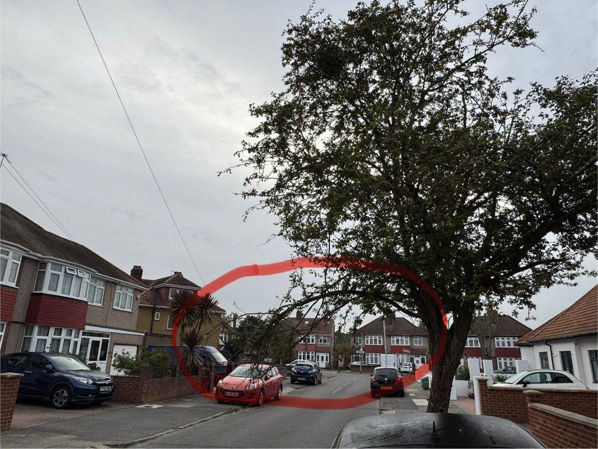 Hi <a href="/Hillingdon/">Hillingdon Council</a> overhanging tree in Stirling Road, dangerous and cars can’t pass under.