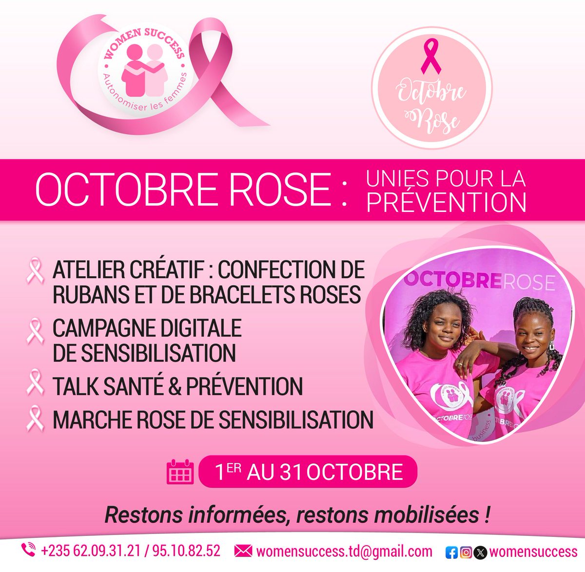 womensuccessorg's tweet photo. 🎀 Octobre Rose commence 🌸
Avec Women Success, nous marchons, échangeons, créons et sensibilisons pour lutter contre le cancer du sein 💗
#OctobreRose #pinkoctober #CancerDuSein https://t.co/yqpyBJ3hN2