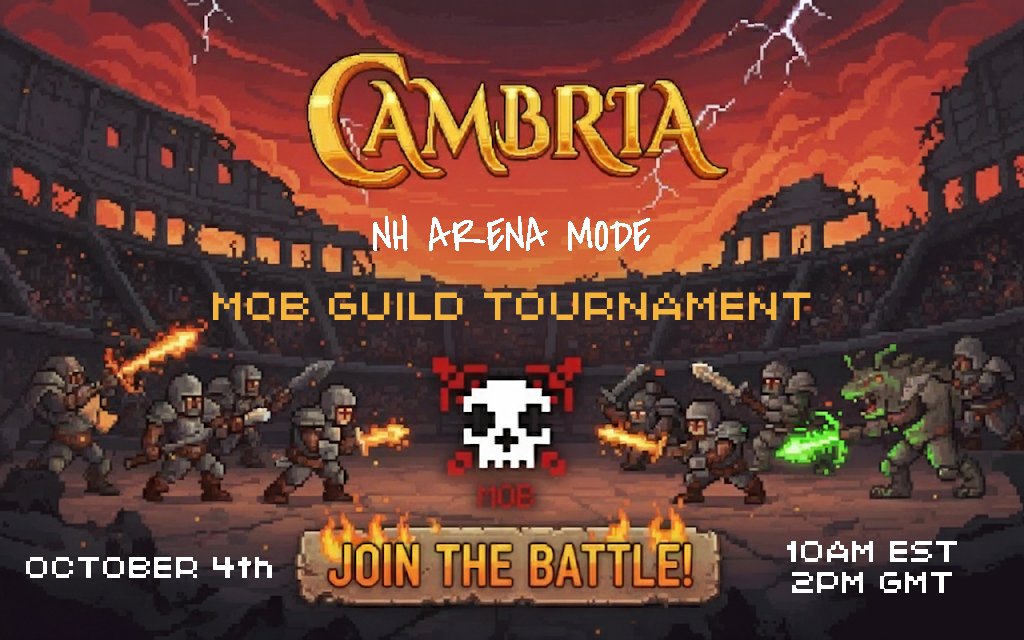 🎮 MOB x <a href="/playdegenarena/">Duel Arena</a> NH Arena Tournament (Open Invitation) ⚔️

💰 $600+ in prizes 🏆

🗓️ The tournament begins on October 4th at 10AM EST/2PM GMT

👉 Sign up through our Discord discord.gg/yYmx5yP7Jv

More information 👇