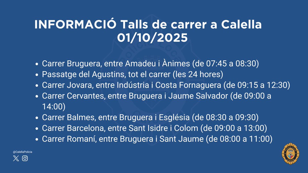 Talls de carrer de l'1 octubre a Calella