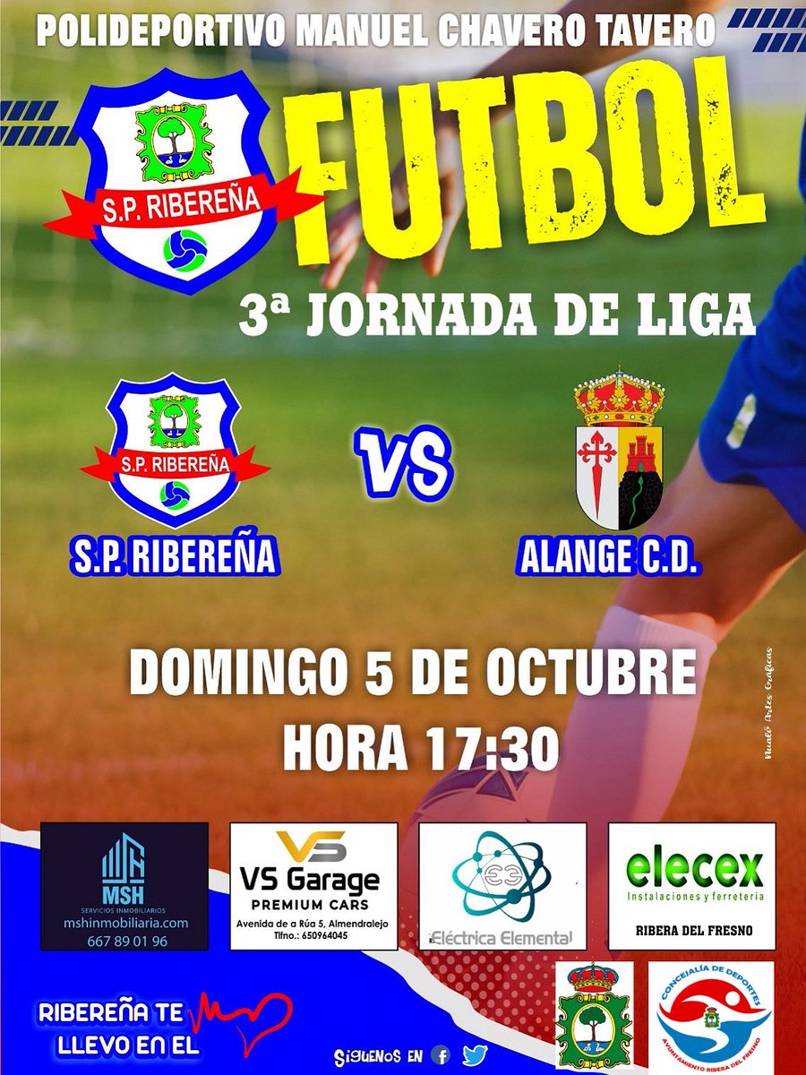 💙 3 ª Jornada de Liga 💙 
Este domingo volvemos a jugar en casa. Tras las dos primeras victorias, el equipo busca seguir con esta buena racha en el tercer partido de la temporada. 

📍PM Manuel Chavero
📆 5 de Octubre 
⏰ 17:30
🆚 Alange CD

Ven a apoyar al equipo 🙌🏽💙