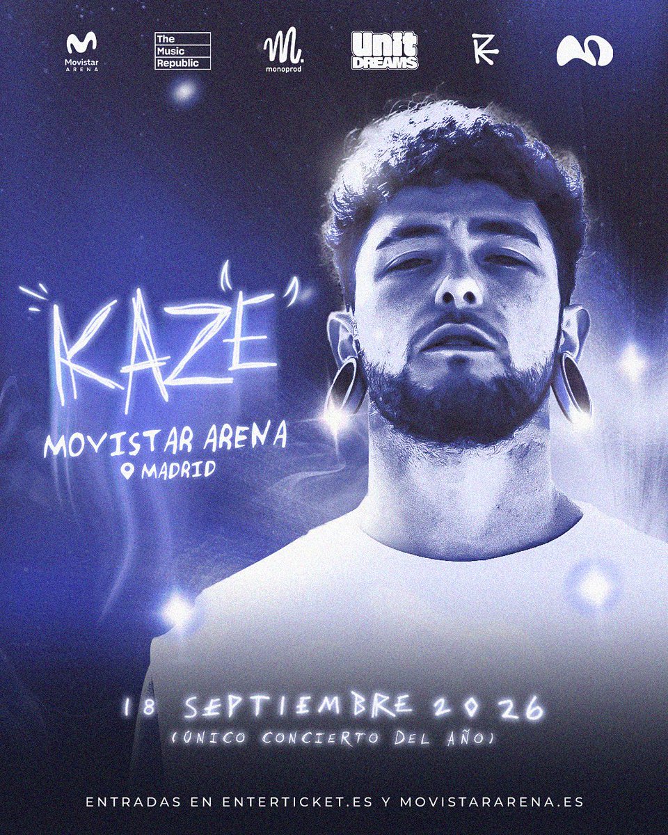 🔴 ¡YA A LA VENTA! 

Kaze se estrena en el Movistar Arena donde dará su ÚNICO concierto del año 2026.  

Consigue tus entradas aquí: movistararena.es/informacion?ev…