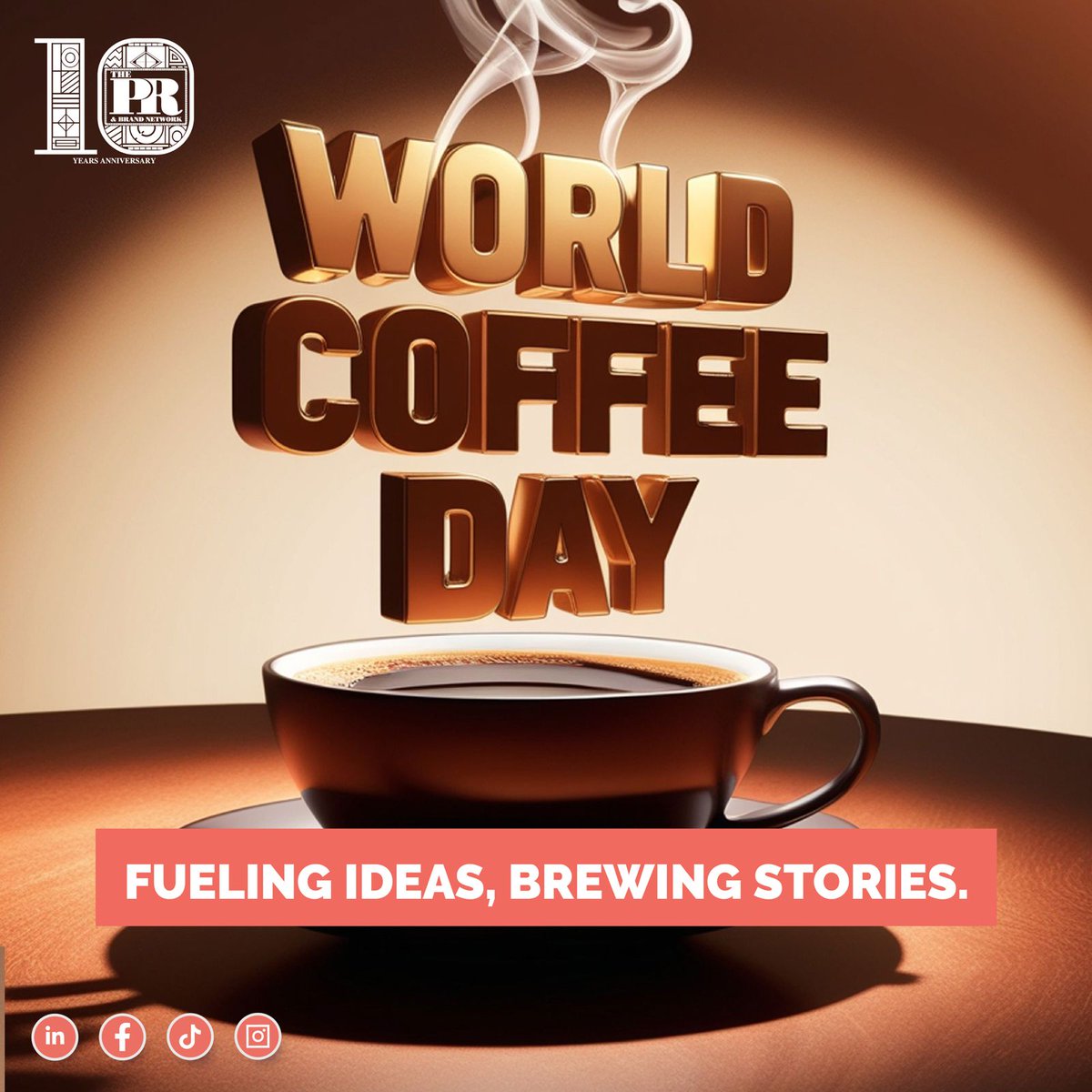PRandBNet's tweet photo. Happy World Coffee Day

Kicking off the month with bold ideas + fresh energy.

Just like coffee sparks creativity, may this month fuel new wins + big stories.
#InternationalCoffeeDay #PRBN10Years #MakingMeals https://t.co/HrFLONGBy4