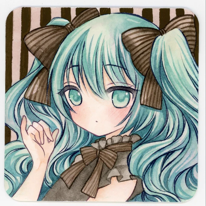 てのひらぺーぱー #大阪チョコミント展 #透明水彩