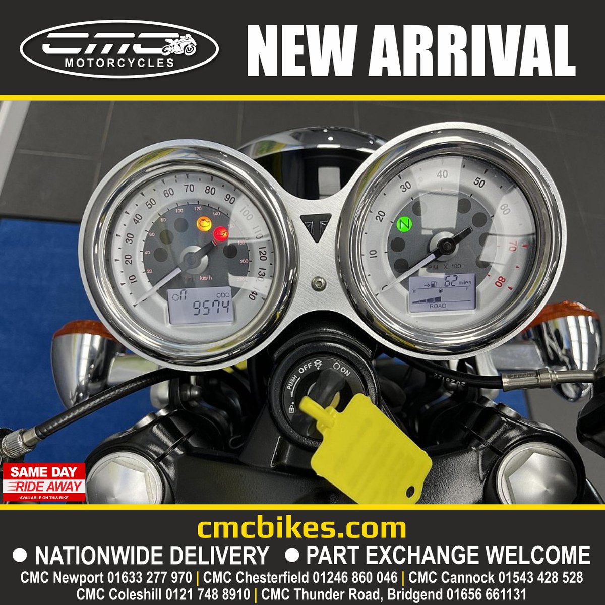 Reserve this CMC approved 2016 Triumph Thruxton 1200
or any of our 100's of used bikes today online, on the phone or in store with a £100 deposit.

2016, 16' registration, only 9,572 miles, 2016 Triumph Thruxton 1200. £6,499.

cmcbikes.com/used-motorcycl…

If it's bikes, it's CMC