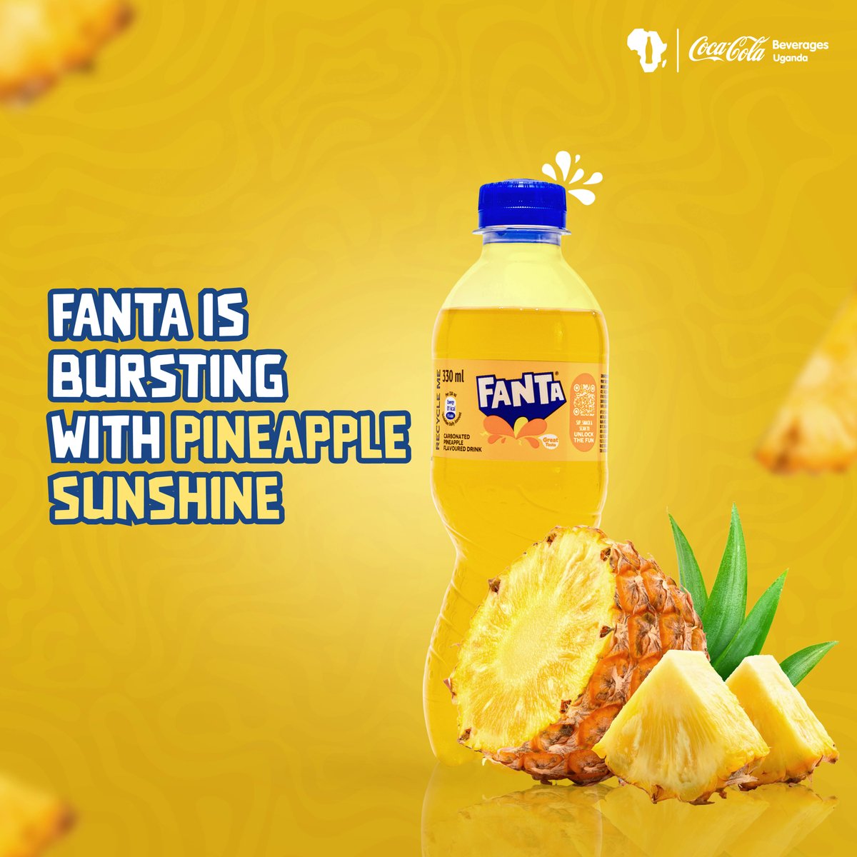 CocaColaBevUg's tweet photo. Pineapple lovers, gather! 🍍😎
The all new Fanta Pineapple is here to turn every sip into a tropical party. Taste the sunshine in every sip and grab yours today from the nearest shop or supermarket! 🌞💛
#SunshineInEverySip
#FantapineappleFun
#RefreshUG
#CCBU https://t.co/akUCzuX2a2